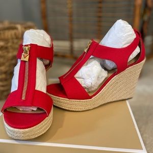 Michael Kors Maxyne small canvas wedge in red Size 7M